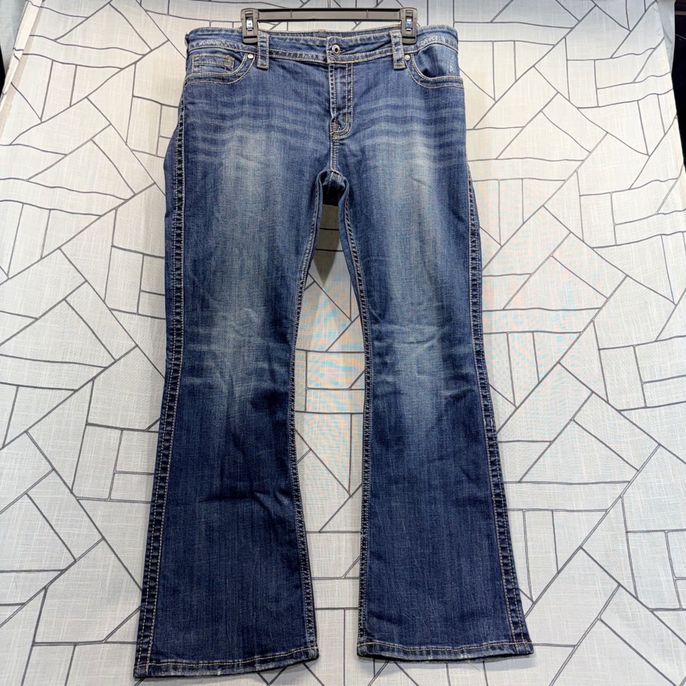 Stetson Bootcut Jeans Size 18 Regular Blue Denim Embroidered Pockets Western